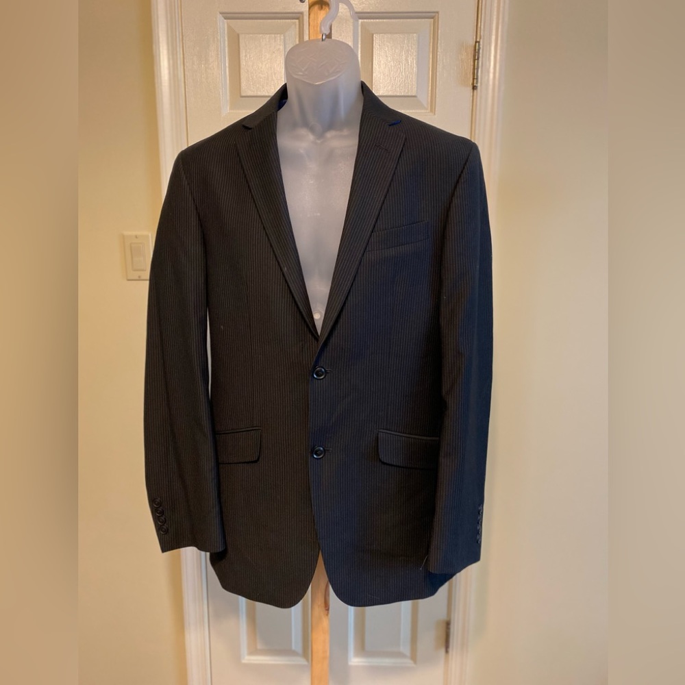Billy London (UK) - Mens black/gray thin pinstriped sport jacket, Size: 38L